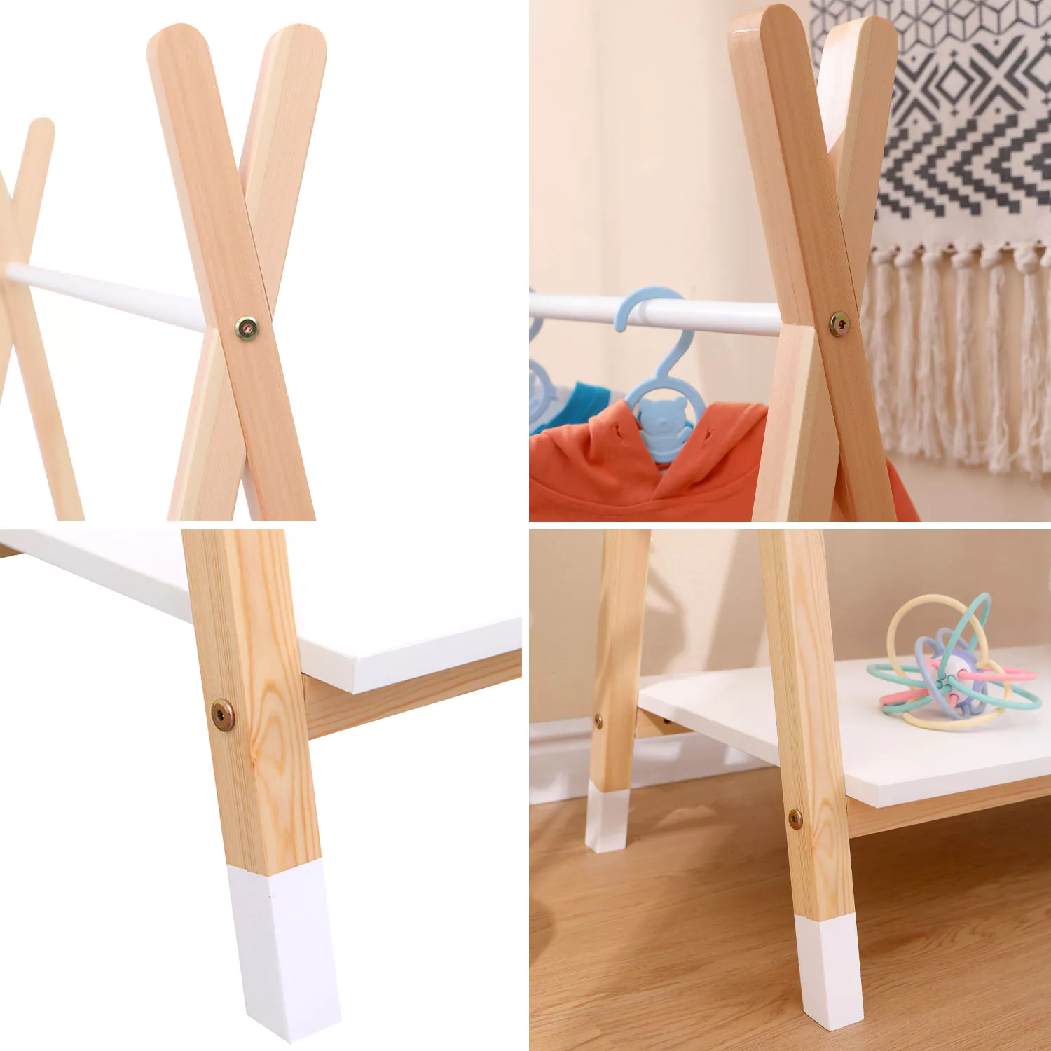 Kindergarderobe aus Holz und Weiß LOU