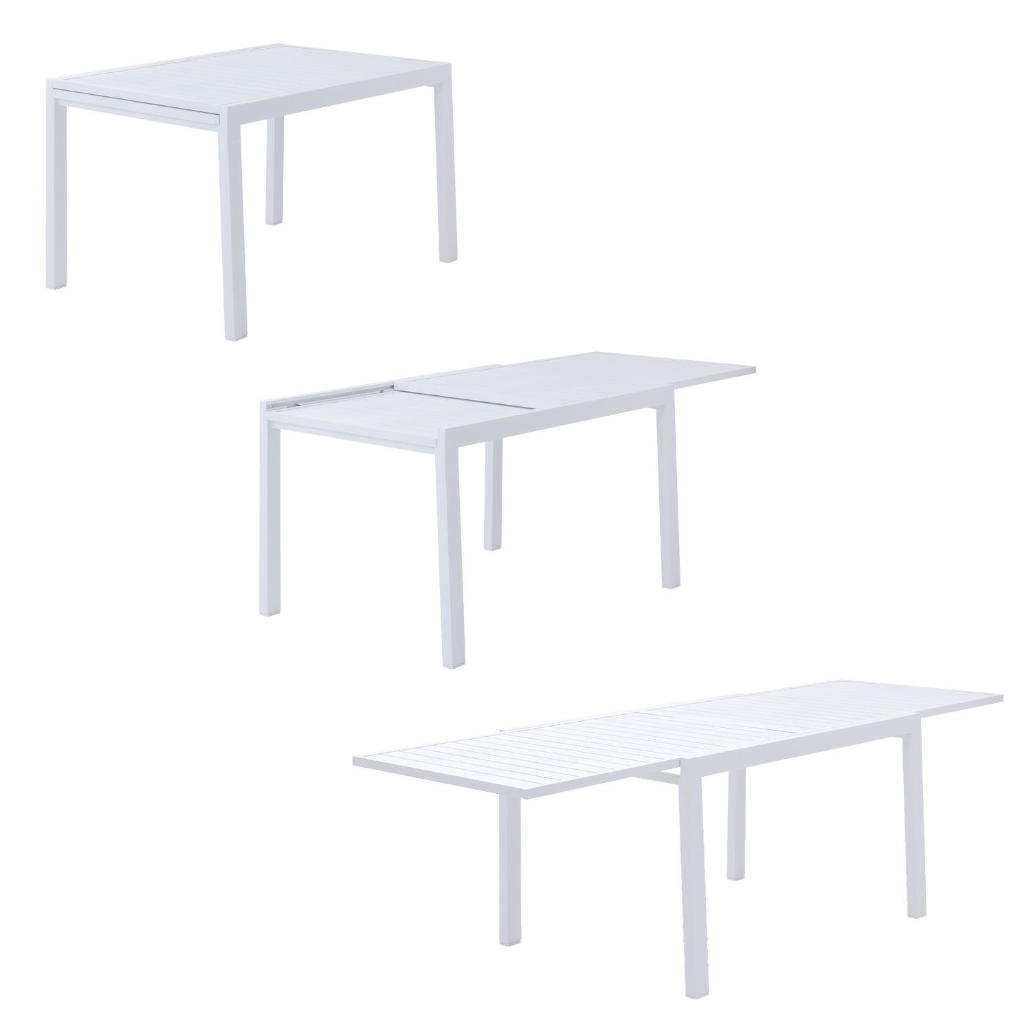 Gartenmöbel VENEZIA ausziehbar 132/264 aus weißem Aluminium - 10 Sitzplätze