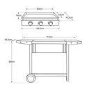Plancha au gaz MÉRIDA 3 brûleurs + chariot
