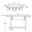 Plancha au gaz MÉRIDA 4 brûleurs + chariot