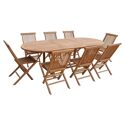Salon de jardin en teck LOMBOK - table ovale extensible - 8 places