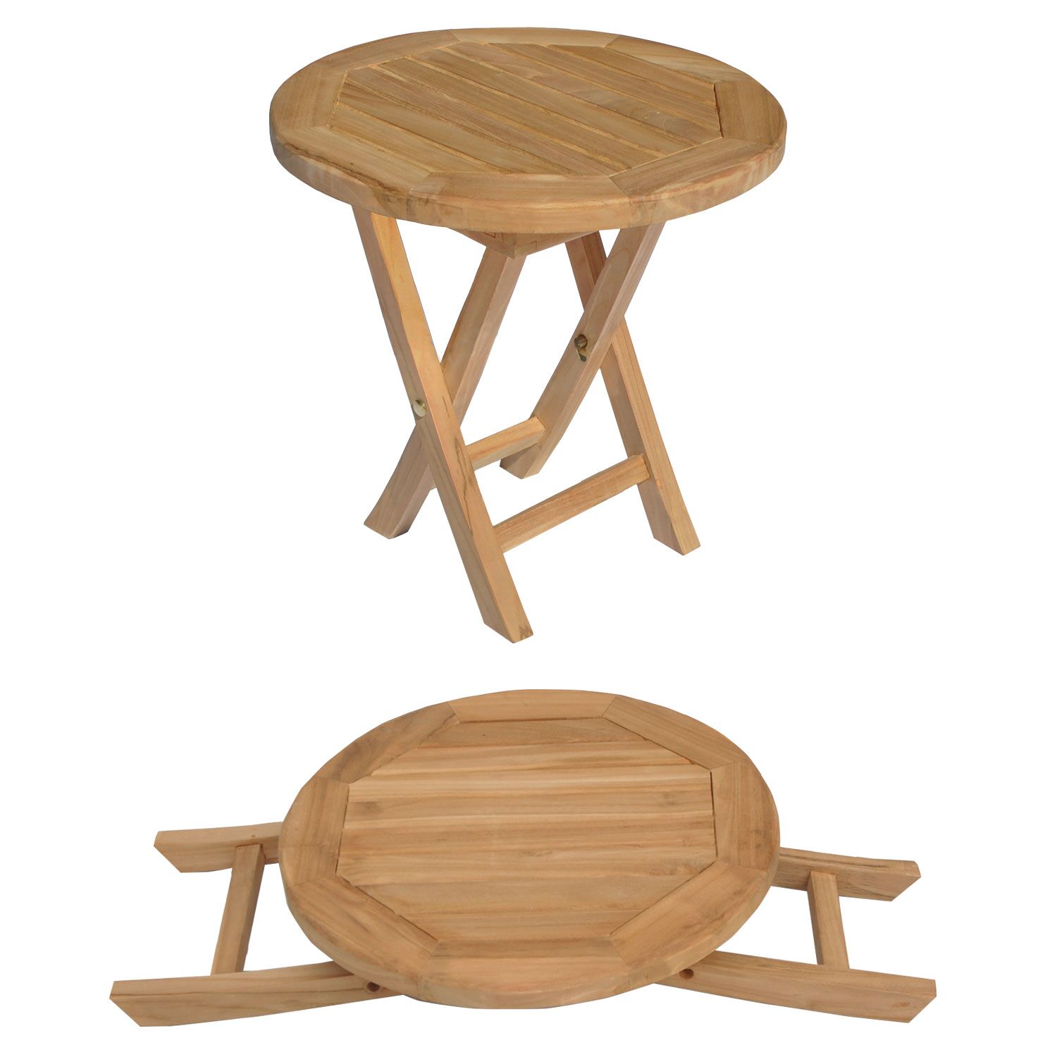 Opvouwbare teakhouten ligstoel en bijzettafelset LOMBOK