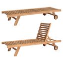 Rechte teakhouten zonneset met bijzettafel JAVA
