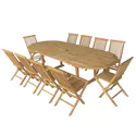 Teak tuinmeubelen LOMBOK - ovale uitschuifbare tafel - 10 zitplaatsen