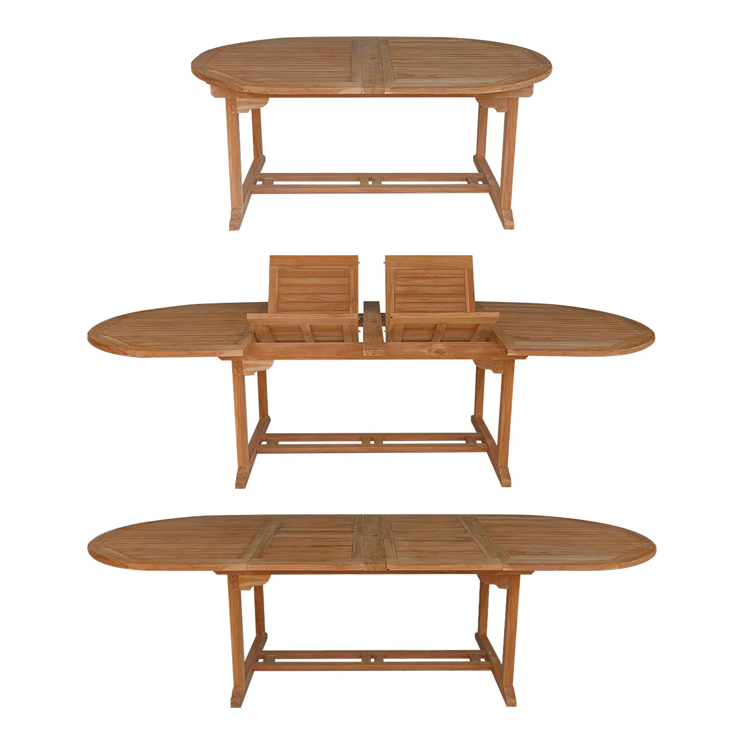 Teak tuinmeubelen LOMBOK - ovale uitschuifbare tafel - 10 zitplaatsen