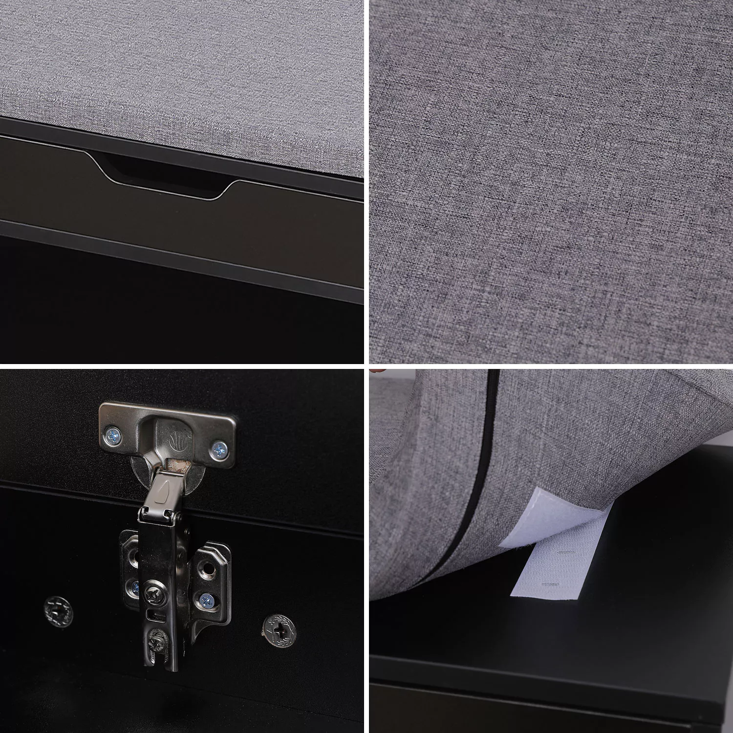 Meuble à chaussures deux casiers avec coffre noir ALAN