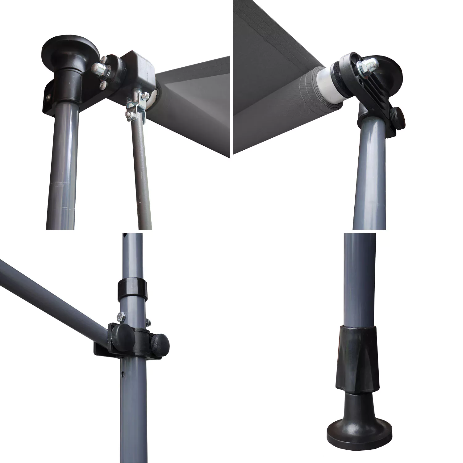 Store banne pour balcon CHENE 2 × 1,2m - Toile anthracite et structure grise