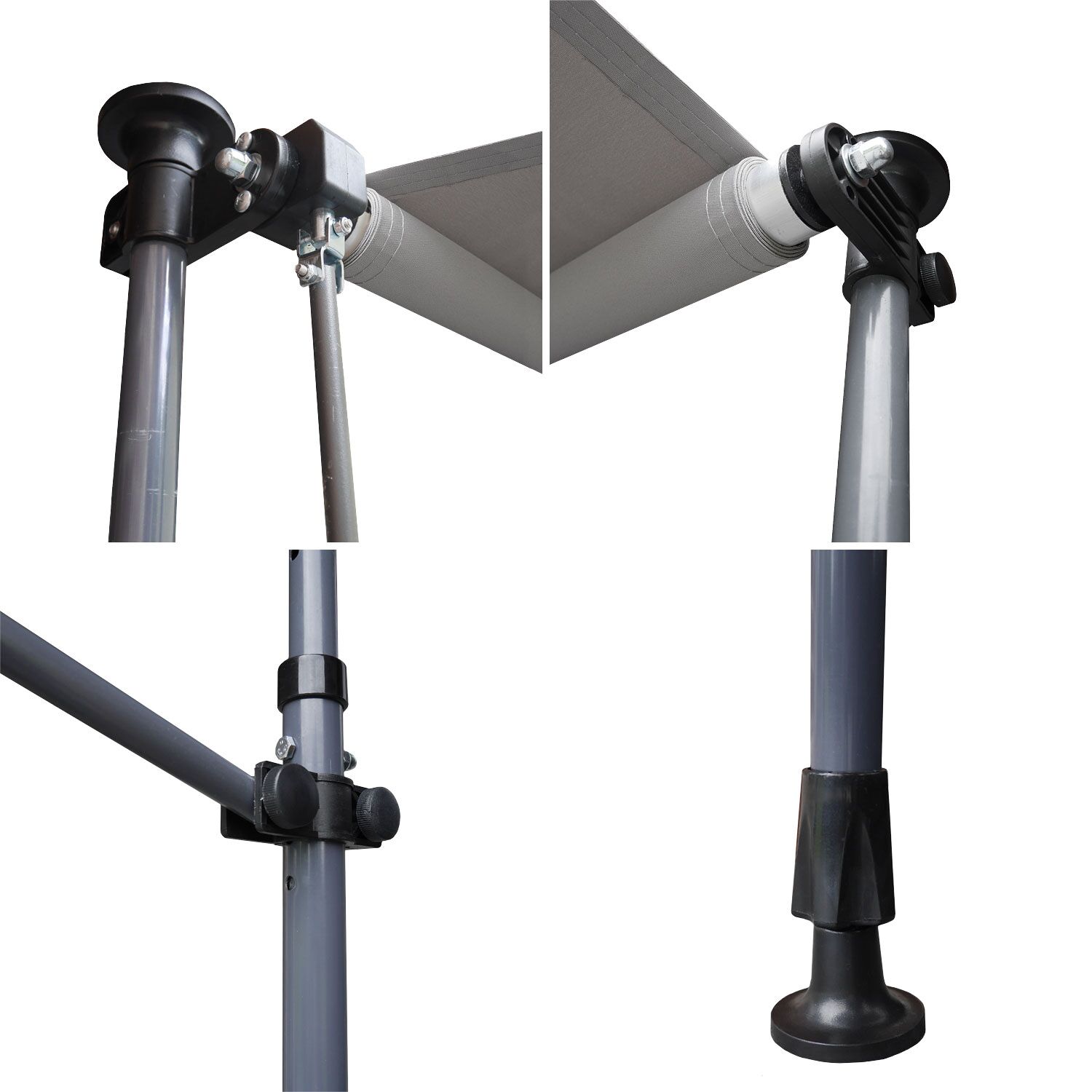 Store banne pour balcon CHENE 2 × 1,2m - Toile grise et structure grise