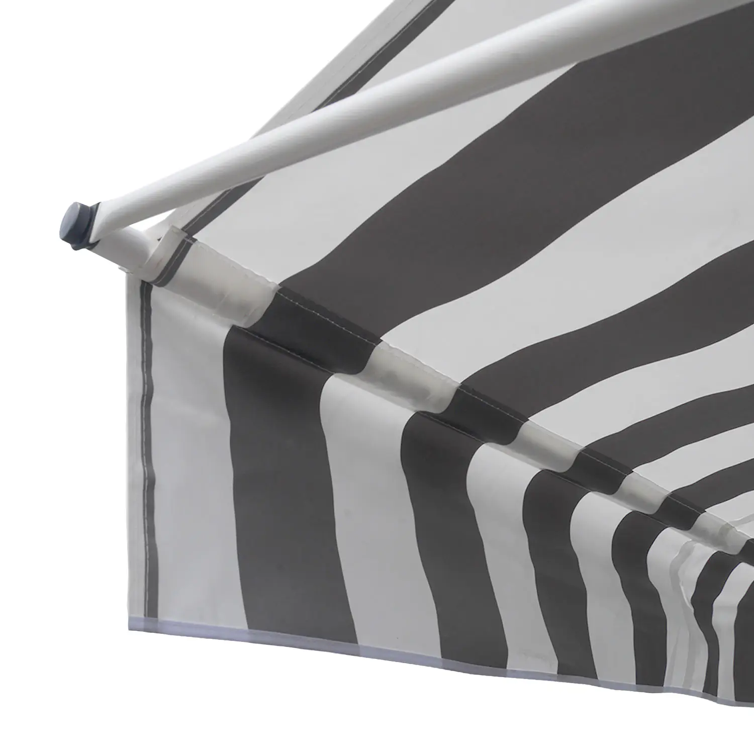 Balkonluifel 2 × 1.2m - Wit/grijs gestreept doek en wit frame