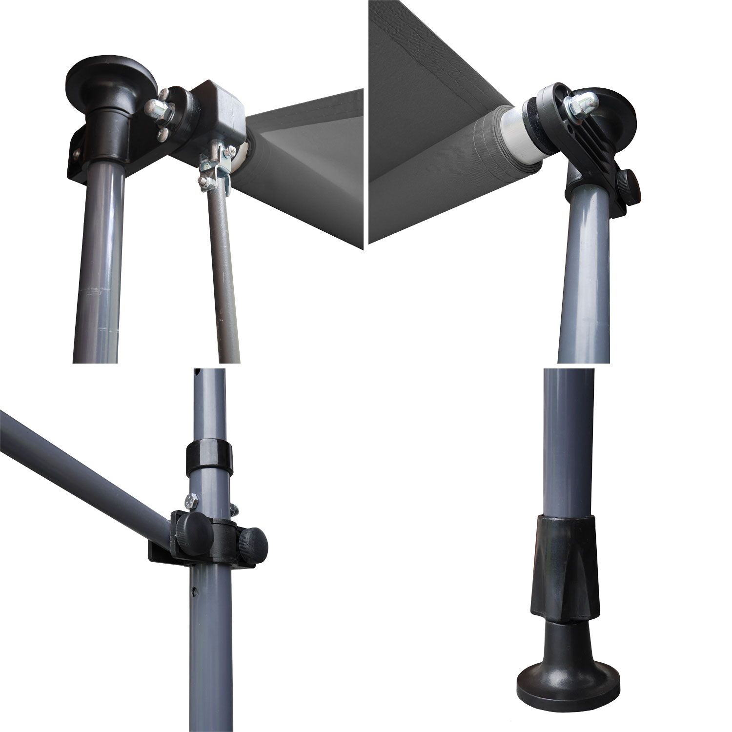 Store banne pour balcon CHENE 3 × 1,2m - Toile anthracite et structure grise