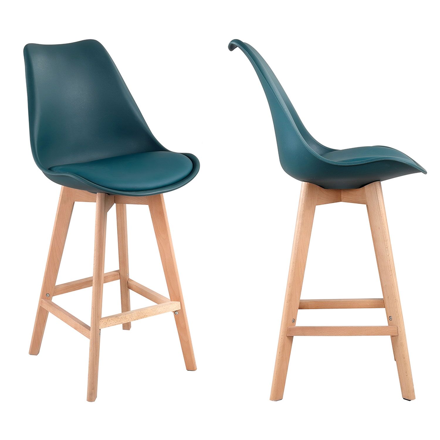 Pack de 2 taburetes escandinavos SVEN azules con cojín