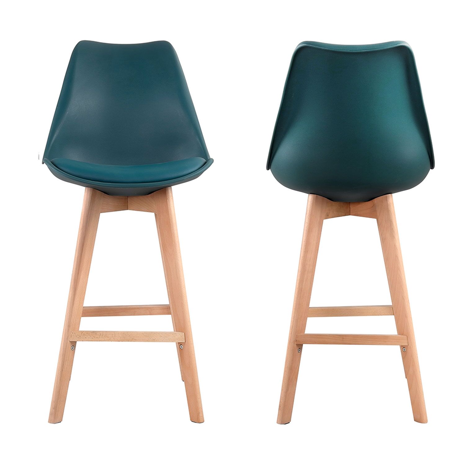 Pack de 2 taburetes escandinavos SVEN azules con cojín