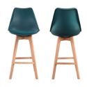 Pack de 2 taburetes escandinavos SVEN azules con cojín