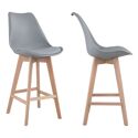 Pack de 2 taburetes escandinavos SVEN gris con cojín