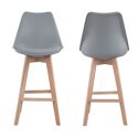 Pack de 2 taburetes escandinavos SVEN gris con cojín