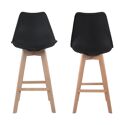 Lot de 2 tabourets scandinaves SVEN noir avec coussin