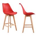 Lot de 2 tabourets scandinaves SVEN rouge avec coussin