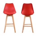 Pack de 2 taburetes escandinavos rojo con cojín SVEN 