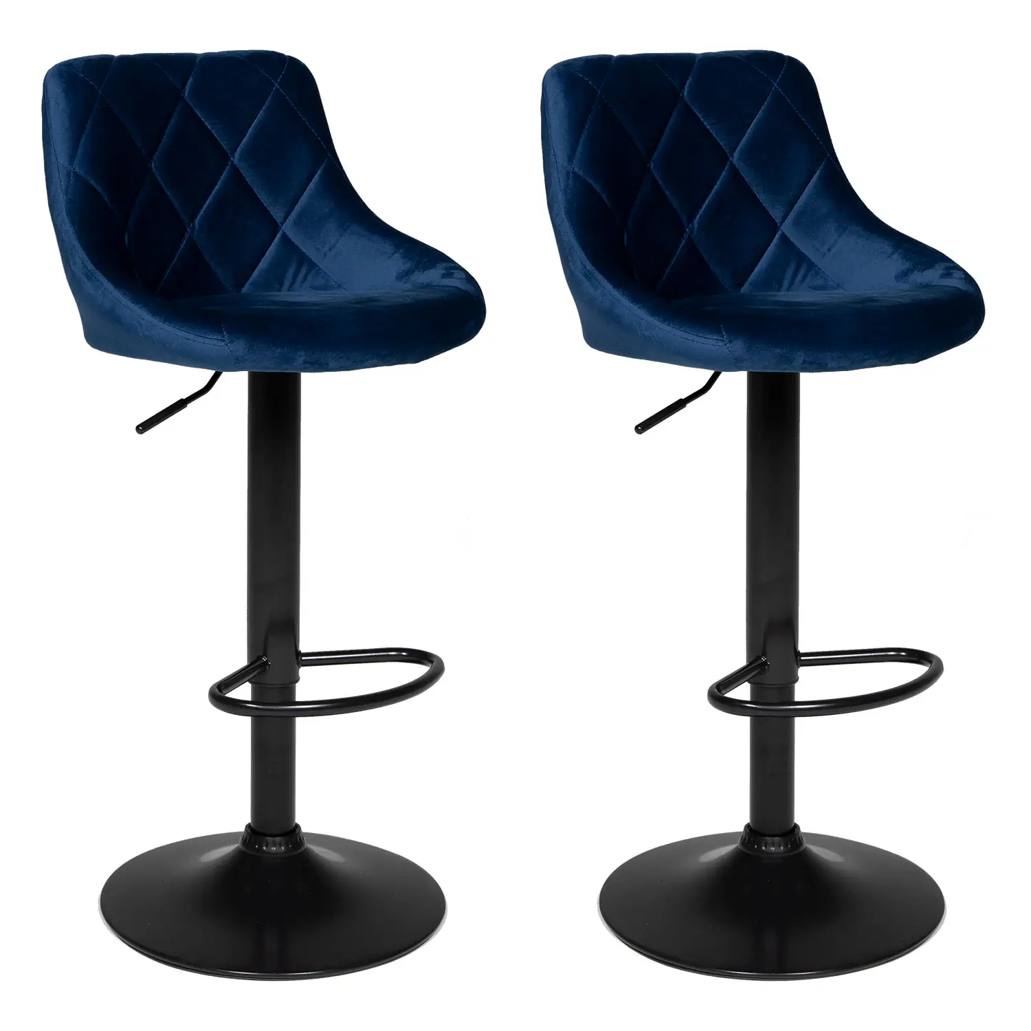 Set di 2 sgabelli da bar in velluto blu