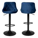 Set di 2 sgabelli da bar in velluto blu