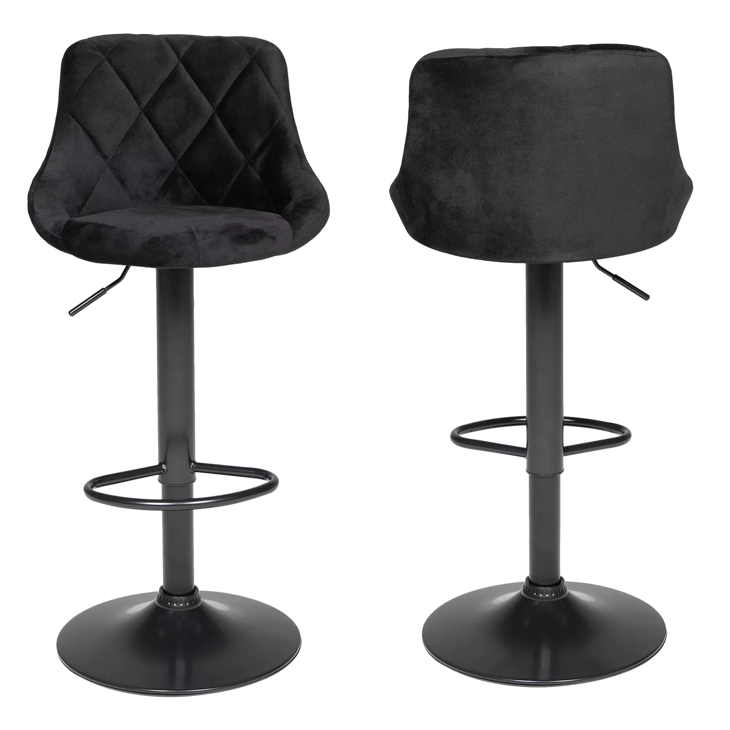 Lot de 2 tabourets de bar en velours noir ROBIN