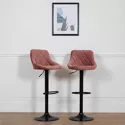 Lot de 2 tabourets de bar en velours rose ROBIN