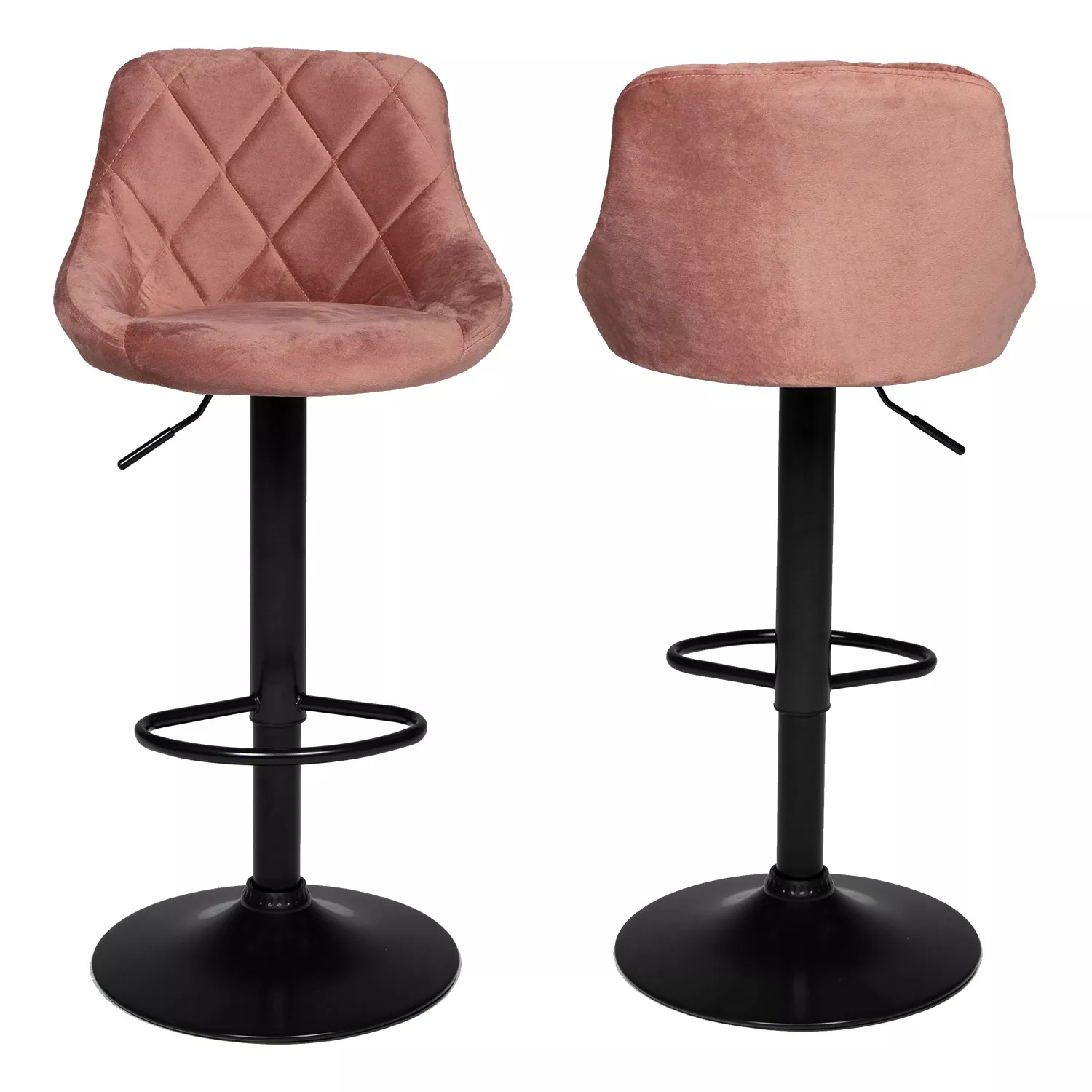 Lot de 2 tabourets de bar en velours rose ROBIN