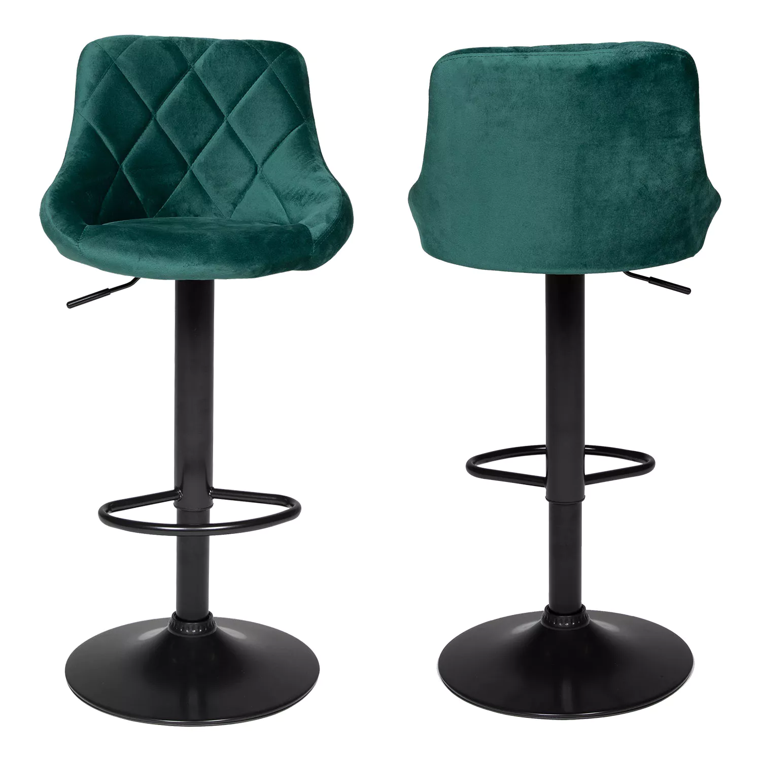 Lot de 2 tabourets de bar en velours vert ROBIN