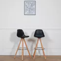 Lot de 2 tabourets scandinaves TOBIAS noirs avec coussin