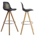 Lot de 2 tabourets scandinaves TOBIAS noirs avec coussin