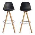 Lot de 2 tabourets scandinaves TOBIAS noirs avec coussin