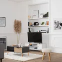 Couchtisch mit Schublade im skandinavischen Stil grau