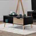 Tavolino nero in stile scandinavo con cassetto