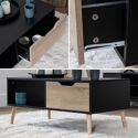 Table basse avec tiroir style scandinave noire FREJA