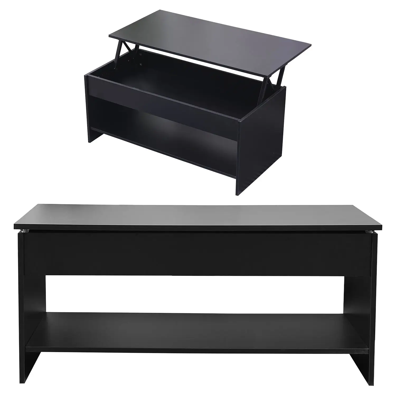 Tavolino con piano sollevabile, nero