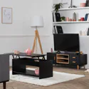 Tavolino con piano sollevabile, nero