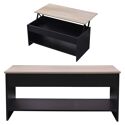 Table basse avec plateau relevable noire et bois