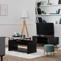 Table basse avec plateau relevable noire et bois