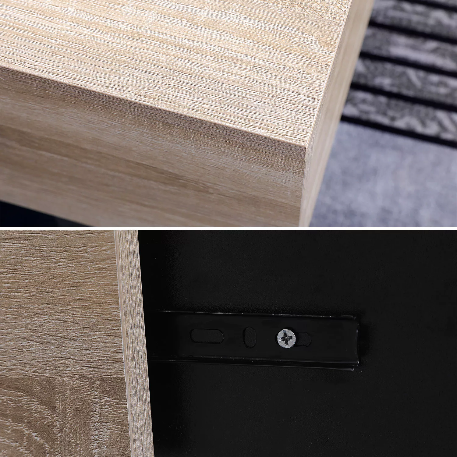 Mesa baja centro de madera deslizante y con almacenamiento GRETA