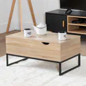 Mesa baja de madera con tapas elevadoras