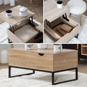 Mesa baja de madera con tapas elevadoras