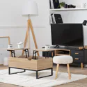 Mesa baja de madera con tapas elevadoras