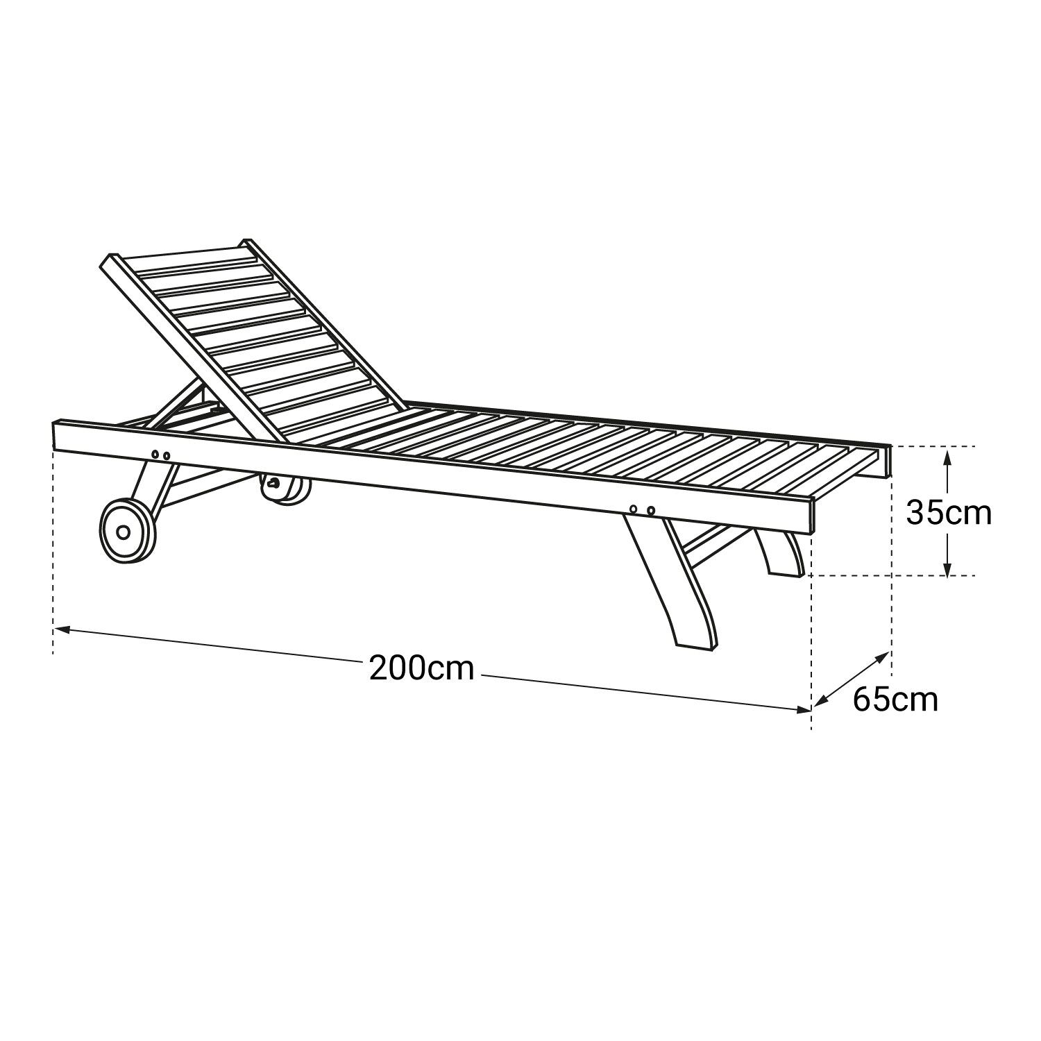Bain de soleil droit en teck LOMBOK