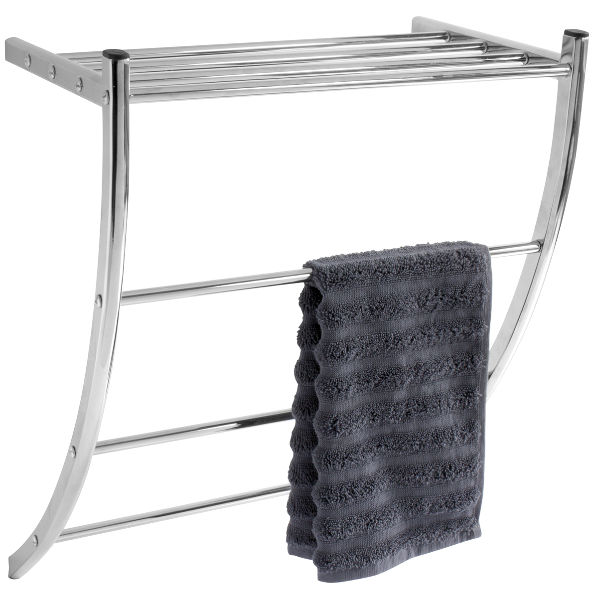 Etagère porte-serviette mural steel métal chrome