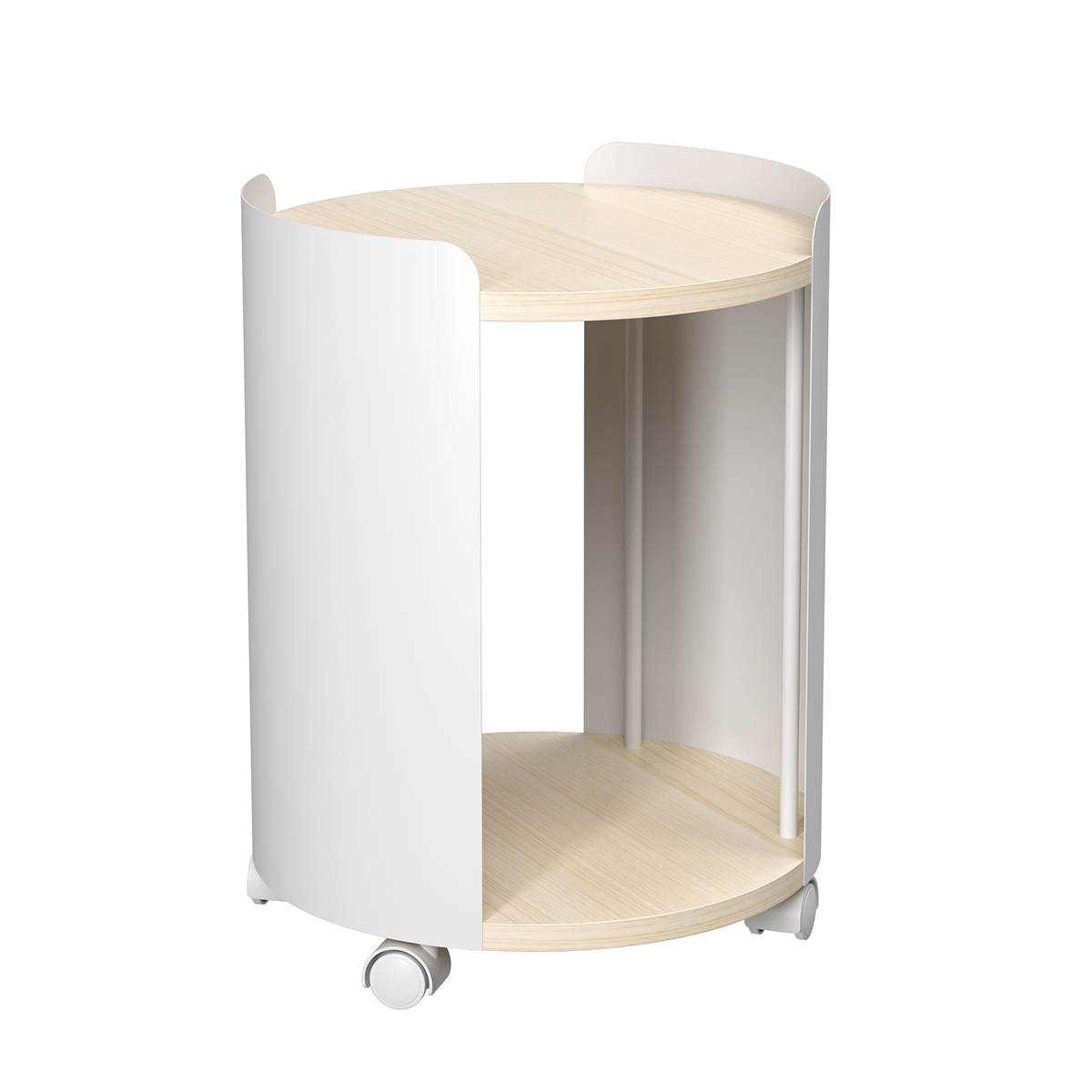 Desserte ronde spot métal blanc à roulettes