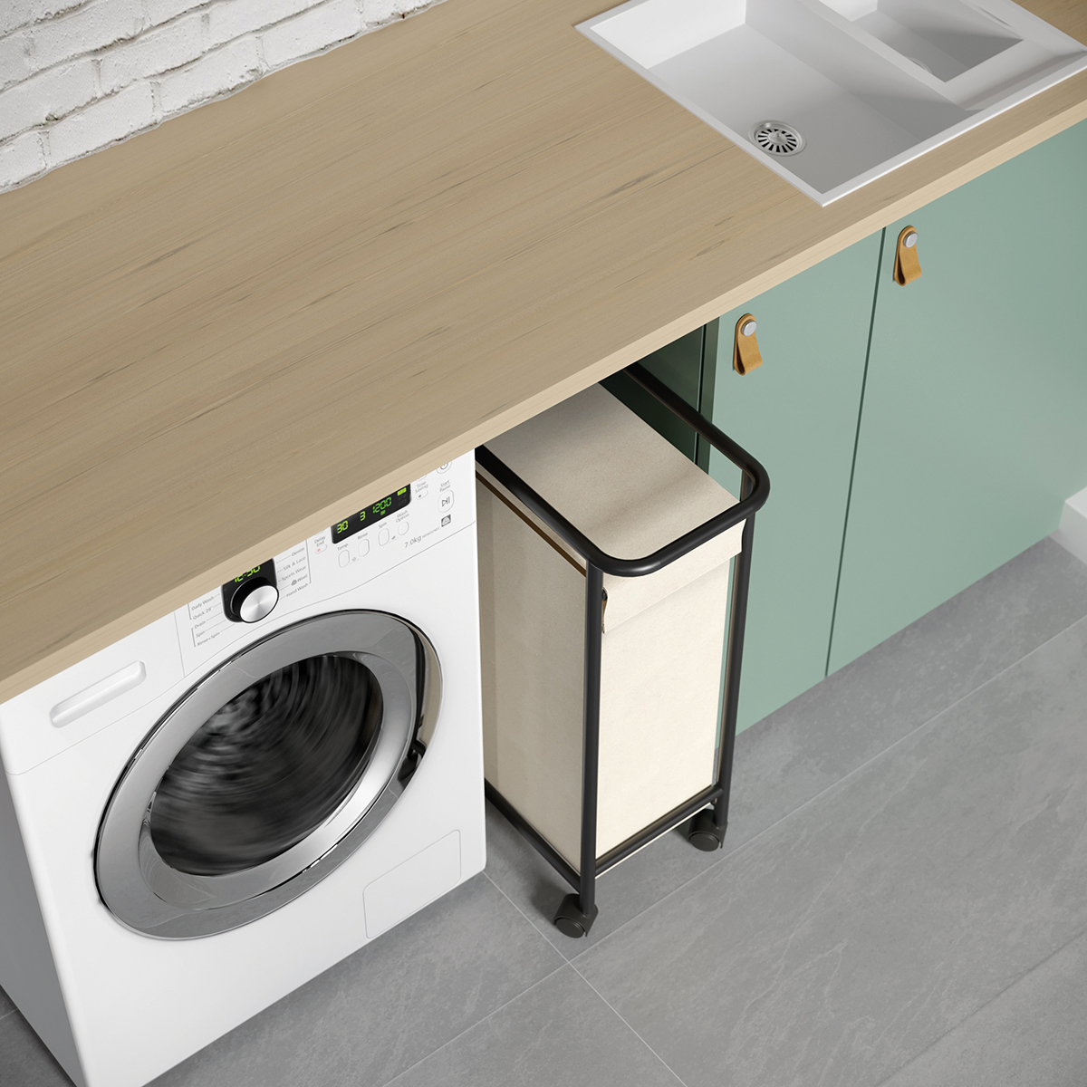 Panier à linge boston métal noir / beige