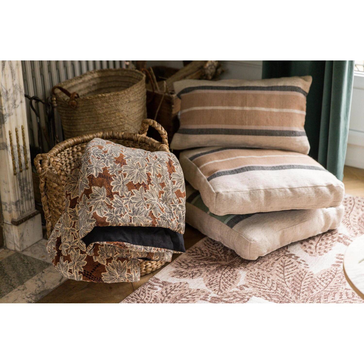Zitkussen Vivaraise Gatsby - Zitting van gerecycled polyester, terracottakleur, 55 x 55 x 10 cm