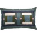 Coussin brodé Taho en coton 100% - Vert de gris - 40 x 65 cm