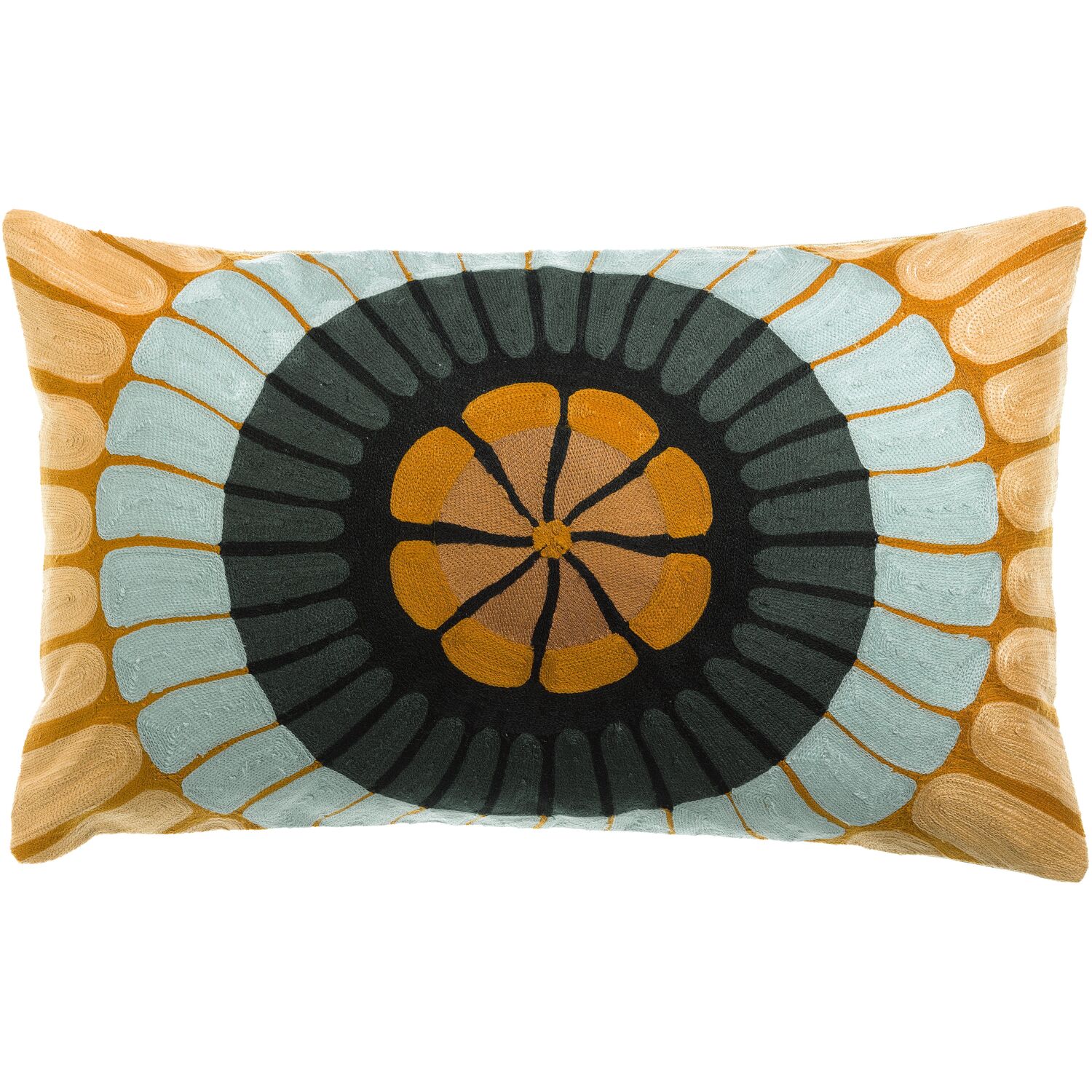 Coussin brodé Zeno Vivaraise - Motif floral en relief, 100% coton - 40 x 65 cm