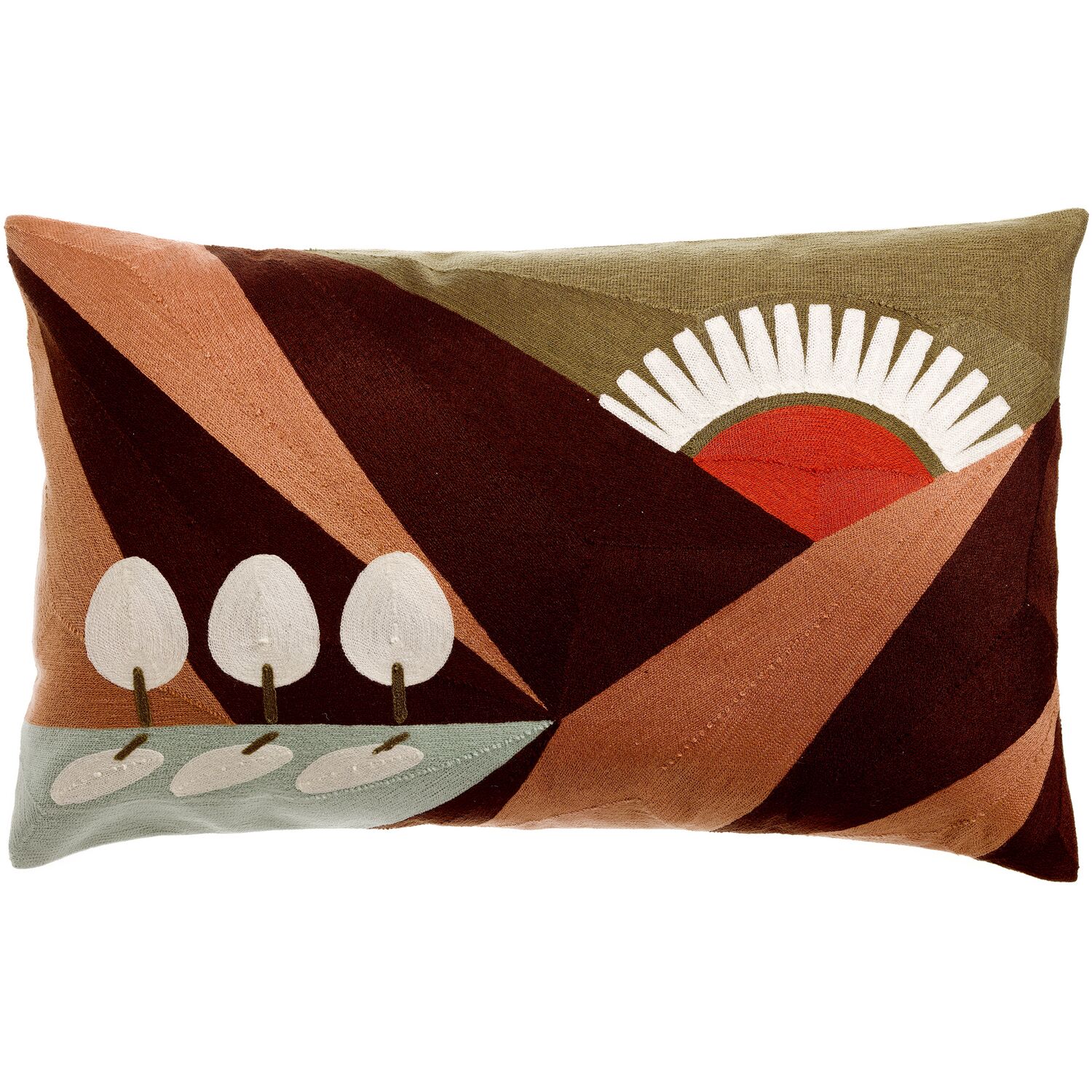 Coussin brodé Eol en coton 100% - 40 x 65 cm